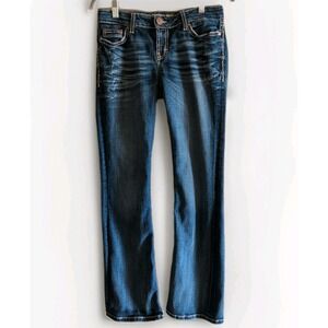 BKE Kate Jeans Womens 27x31.5 Blue Bootcut Distressed Light Wash Mid Rise Denim